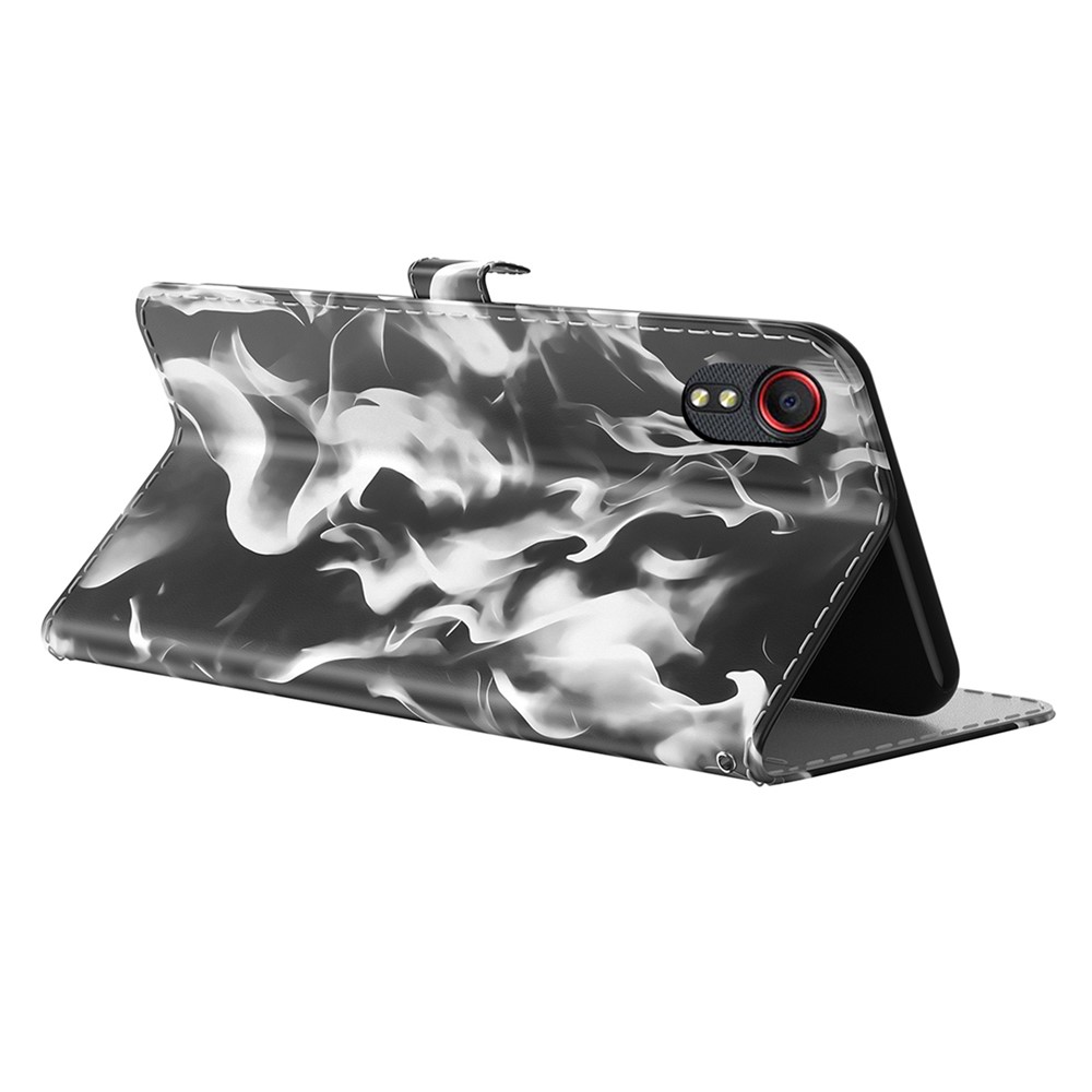 Full Protection Fog Pattern Printing Leather Wallet Design Stand Phone Cover for Samsung Galaxy Xcover 5 - Black-2