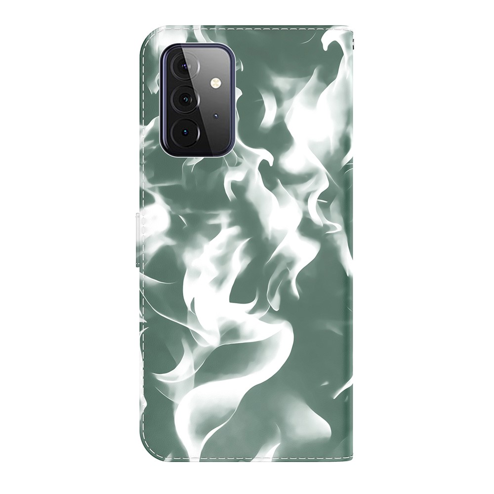 Full Protection Fog Pattern Printing Leather Wallet Design Stand Phone Cover for Samsung Galaxy A72 5G / 4G - Dark Green-2