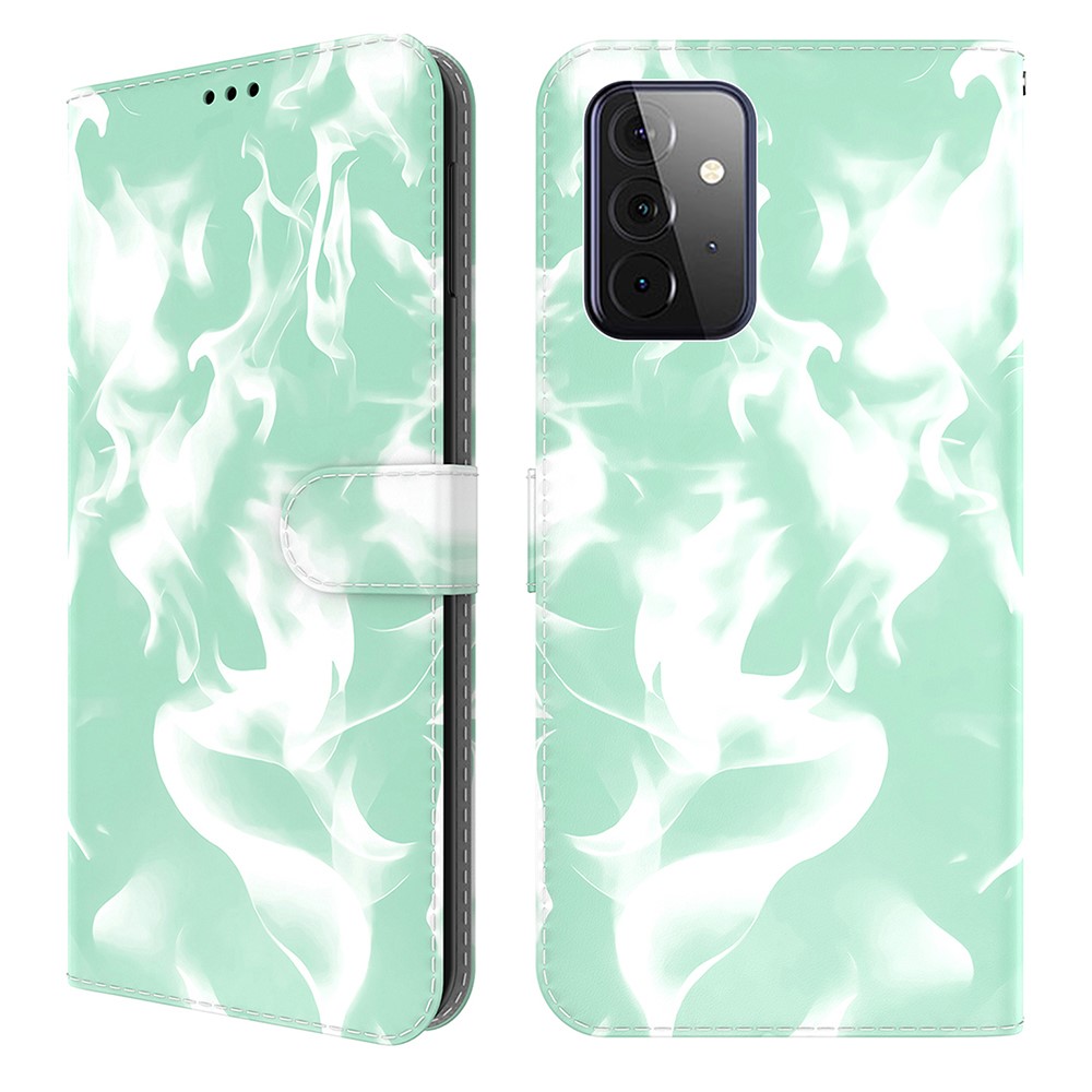 Fog Pattern Printing Wallet Stand Design Leather Phone Case Cover for Samsung Galaxy A72 5G/4G - Green-1
