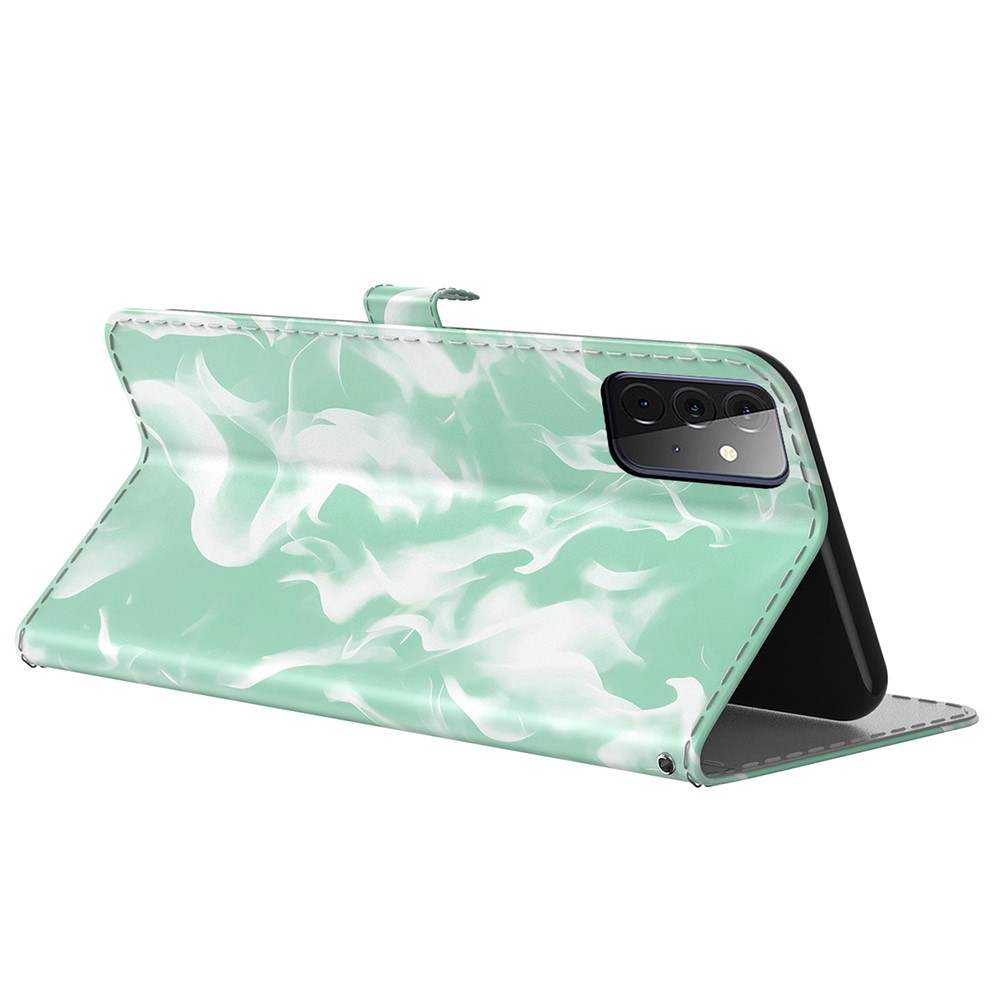 Fog Pattern Printing Wallet Stand Design Leather Phone Case Cover for Samsung Galaxy A72 5G/4G - Green-3