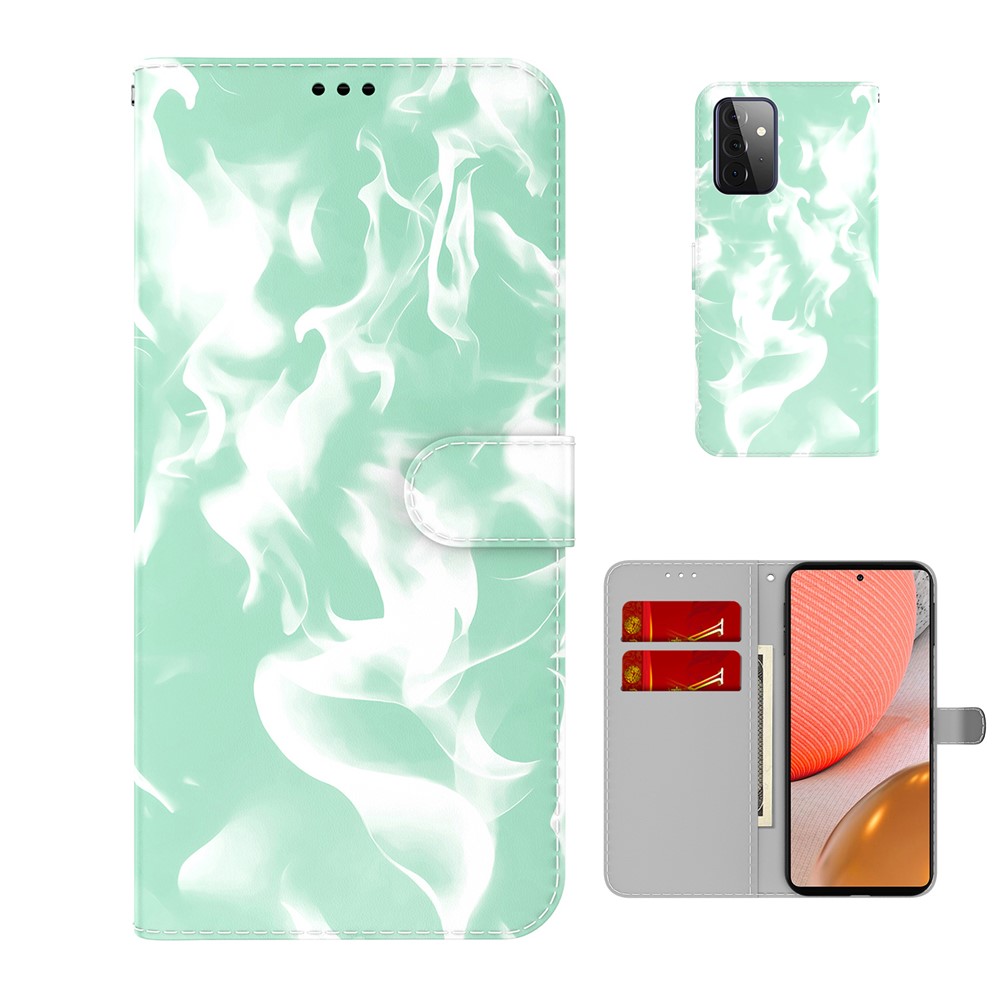 Fog Pattern Printing Wallet Stand Design Leather Phone Case Cover for Samsung Galaxy A72 5G/4G - Green-5