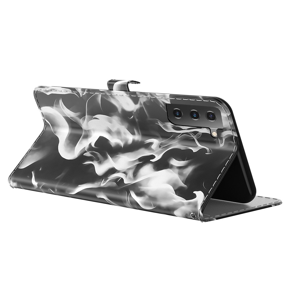 Full Protection Fog Pattern Printing Leather Wallet Design Stand Phone Cover for Samsung Galaxy S21 FE - Black-3