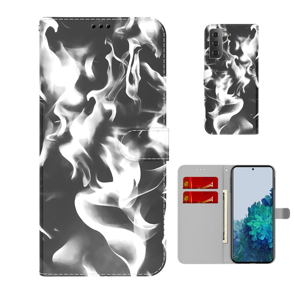 Full Protection Fog Pattern Printing Leather Wallet Design Stand Phone Cover for Samsung Galaxy S21 FE - Black-5