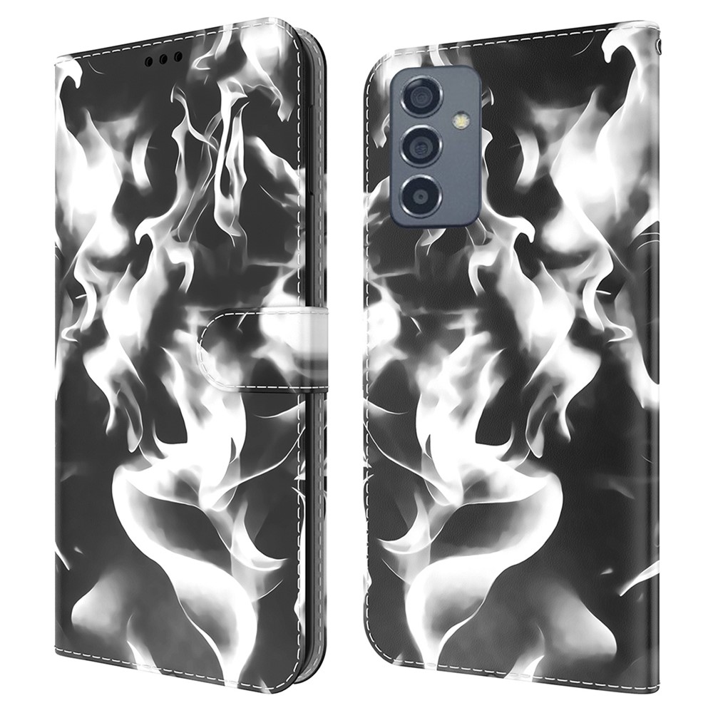 Full Protection Fog Pattern Printing Leather Wallet Design Stand Phone Cover for Samsung Galaxy A82 5G - Black-1