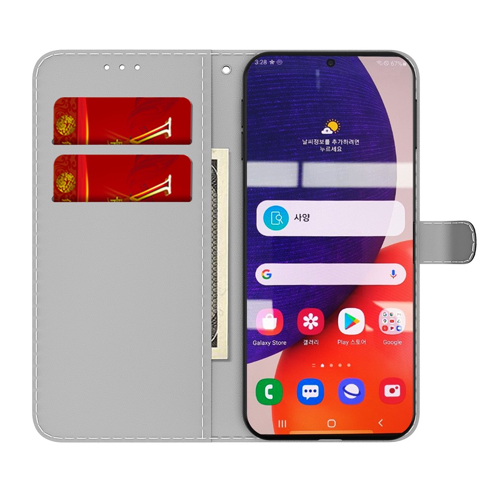 Full Protection Fog Pattern Printing Leather Wallet Design Stand Phone Cover for Samsung Galaxy A82 5G - Black-4