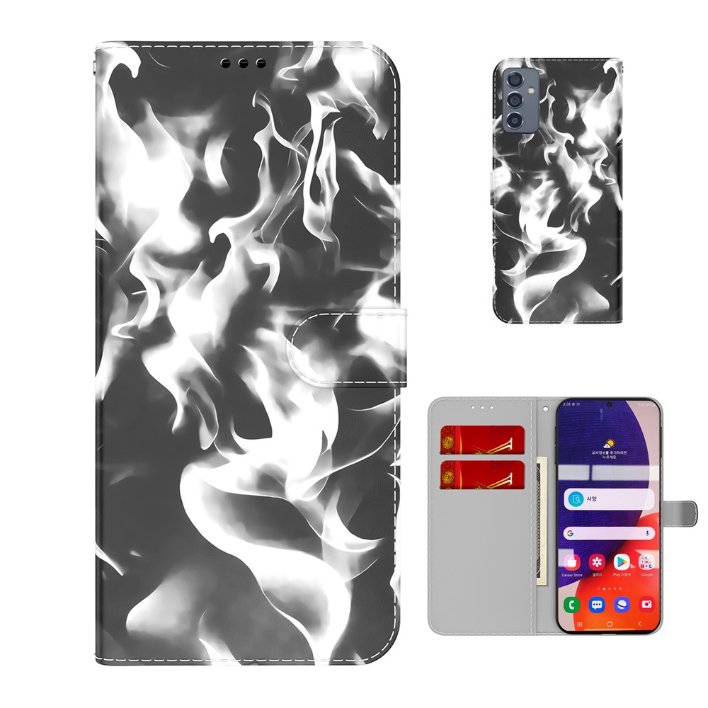 Full Protection Fog Pattern Printing Leather Wallet Design Stand Phone Cover for Samsung Galaxy A82 5G - Black-5