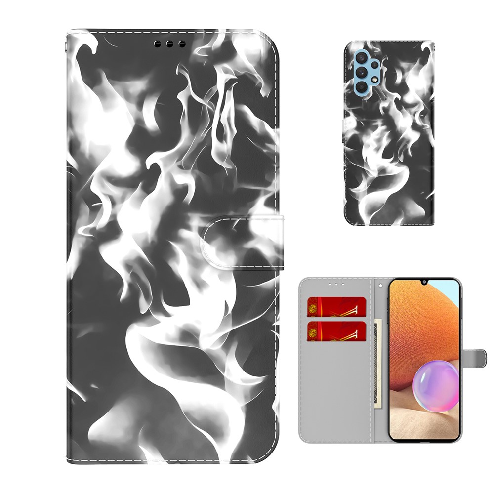 Full Protection Fog Pattern Printing Leather Wallet Design Stand Phone Cover for Samsung Galaxy A32 4G (EU Version) - Black-5