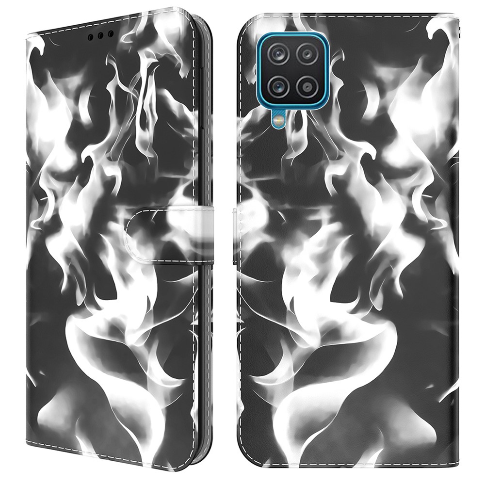 Full Protection Fog Pattern Printing Leather Wallet Design Stand Phone Cover for Samsung Galaxy A22 4G (EU Version) - Black-1