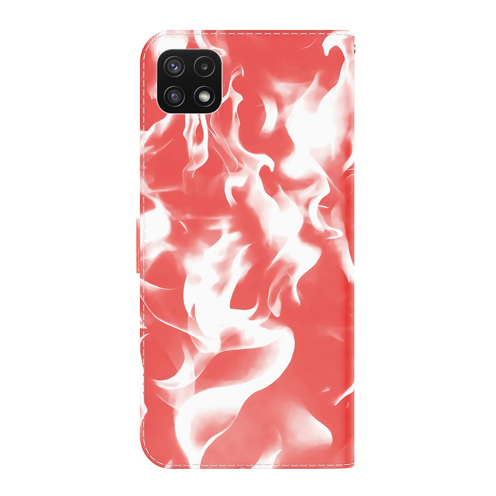 Full Protection Fog Pattern Printing Leather Wallet Design Stand Phone Cover for Samsung Galaxy A22 5G (EU Version) - Red-2
