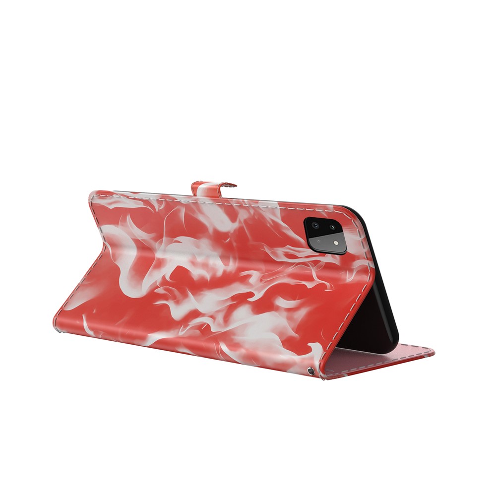 Full Protection Fog Pattern Printing Leather Wallet Design Stand Phone Cover for Samsung Galaxy A22 5G (EU Version) - Red-3
