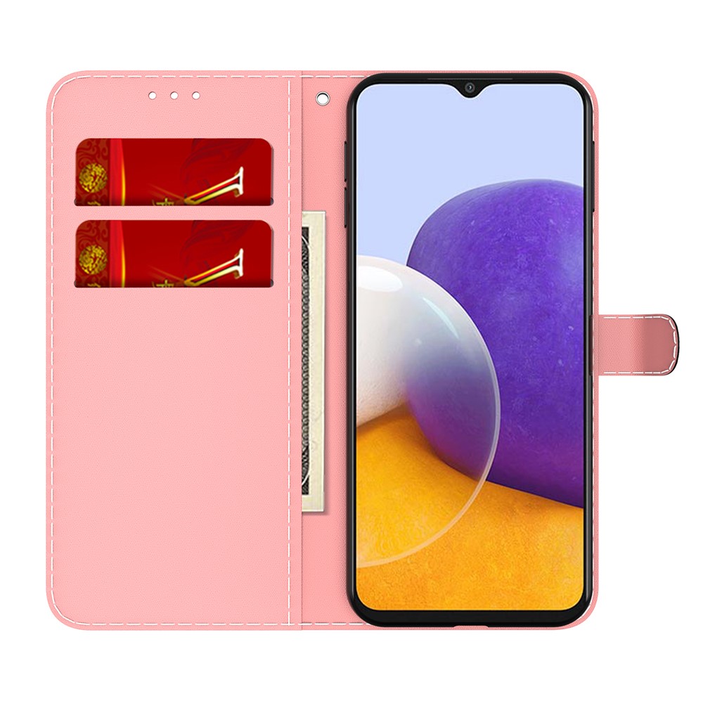 Full Protection Fog Pattern Printing Leather Wallet Design Stand Phone Cover for Samsung Galaxy A22 5G (EU Version) - Red-4