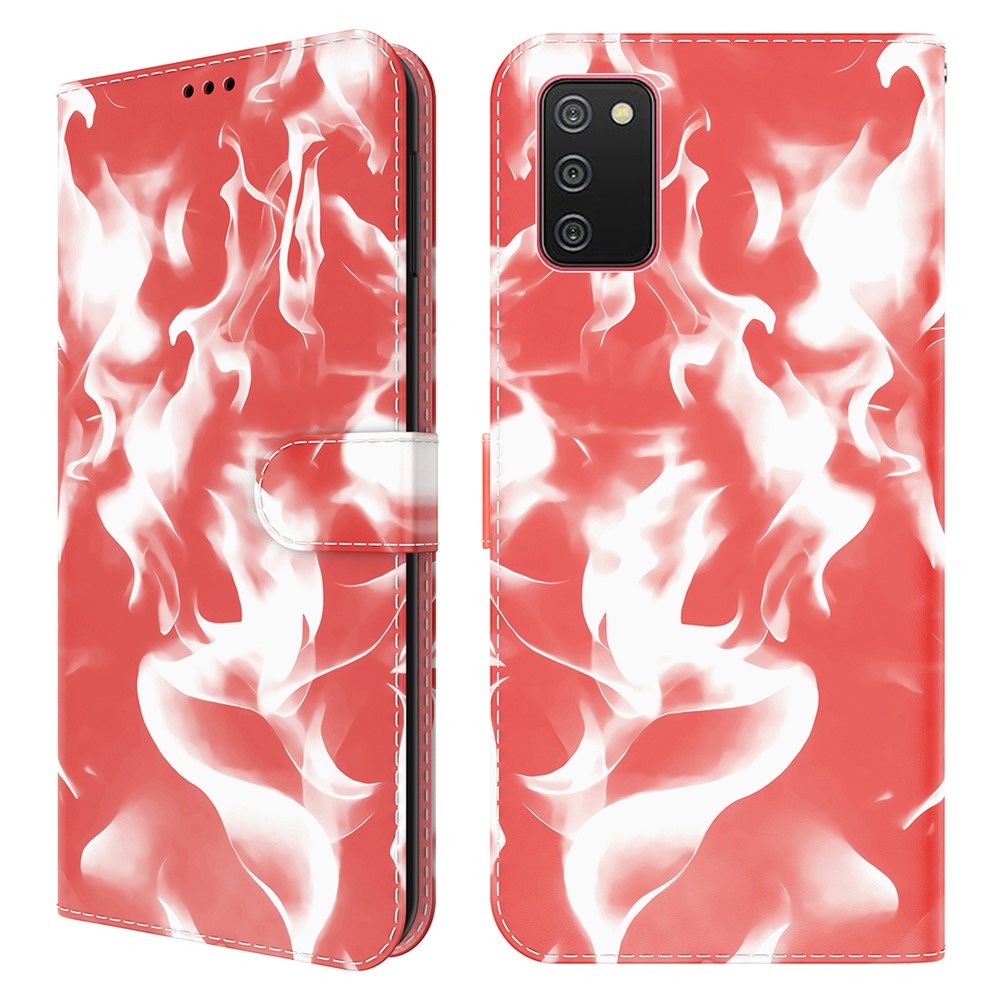 Full Protection Fog Pattern Printing Leather Wallet Design Stand Phone Cover for Samsung Galaxy A02s (166.5x75.9x9.2mm) - Red-1
