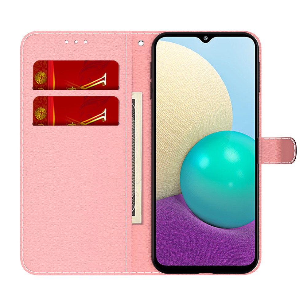 Full Protection Fog Pattern Printing Leather Wallet Design Stand Phone Cover for Samsung Galaxy A02s (166.5x75.9x9.2mm) - Red-4