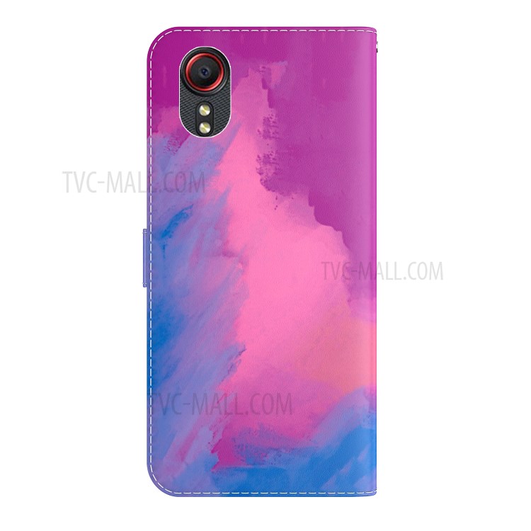 Stylish Watercolor Leather Phone Cover Case with Wallet Stand for Samsung Galaxy Xcover 5 - Zixia-2