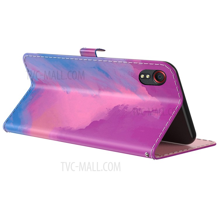Stylish Watercolor Leather Phone Cover Case with Wallet Stand for Samsung Galaxy Xcover 5 - Zixia-3