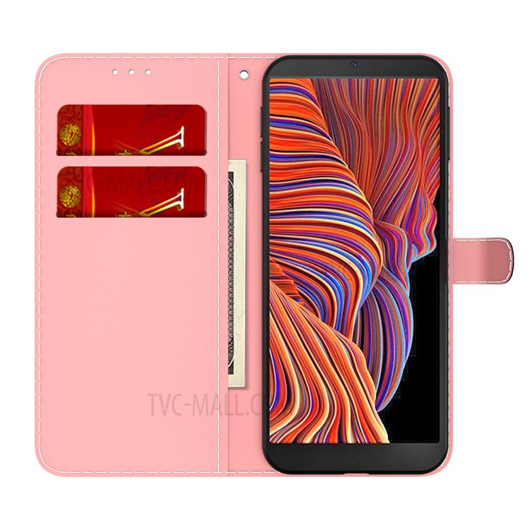 Stylish Watercolor Leather Phone Cover Case with Wallet Stand for Samsung Galaxy Xcover 5 - Zixia-4