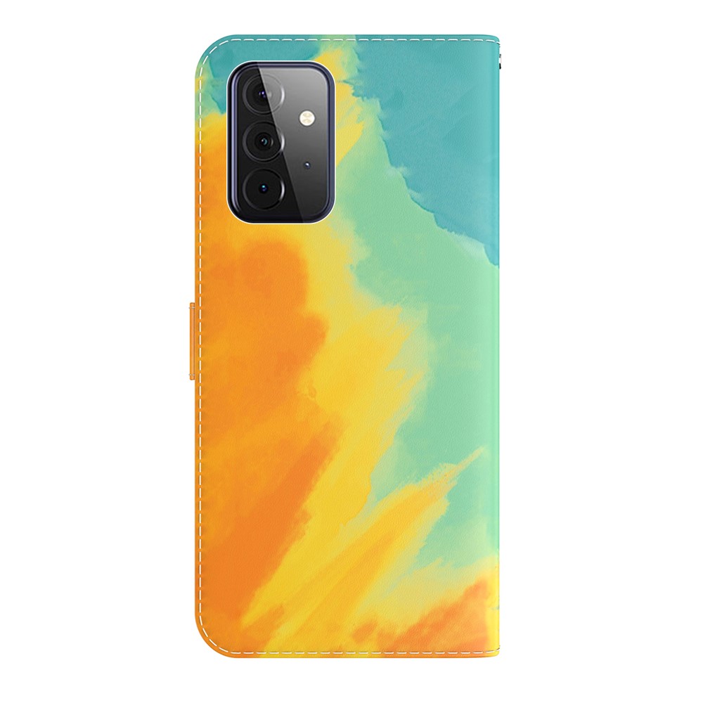 Wallet Stand Design Watercolor Pattern Leather Phone Cover Case for Samsung Galaxy A52 4G/5G - Autumn Yellow-2