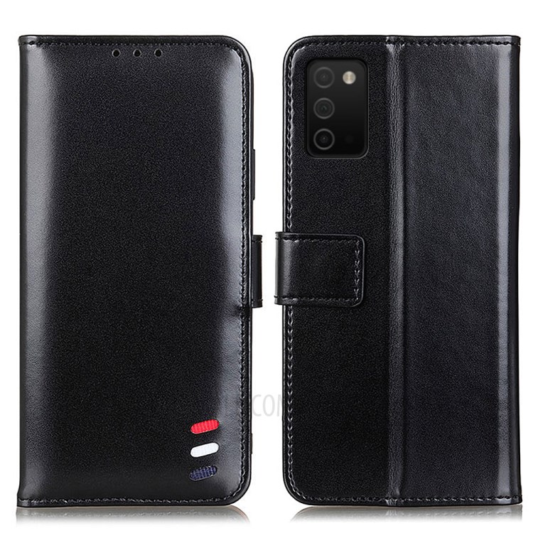 Wallet Design Full Coverage PU Leather Stand Mobile Casing for Samsung Galaxy A03s - Black-1