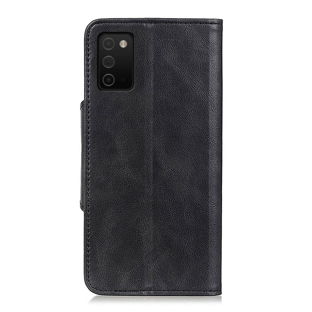 Stand Design PU Leather Wallet Case with Magnetic Closure Brass Buckle for Samsung Galaxy A03s - Black-3