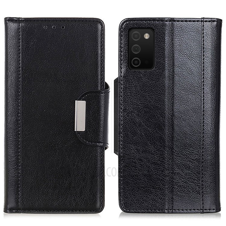 Wallet Stand Design PU Leather Phone Case Full Protection for Samsung Galaxy A03s - Black-1