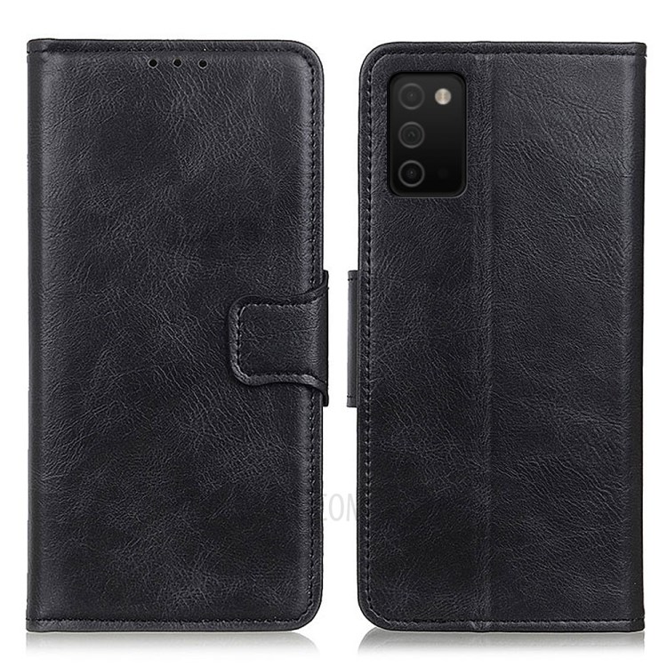 Crazy Horse Texture Wallet Design Folio Flip PU Leather Stand Protector Cover for Samsung Galaxy A03s - Black-1