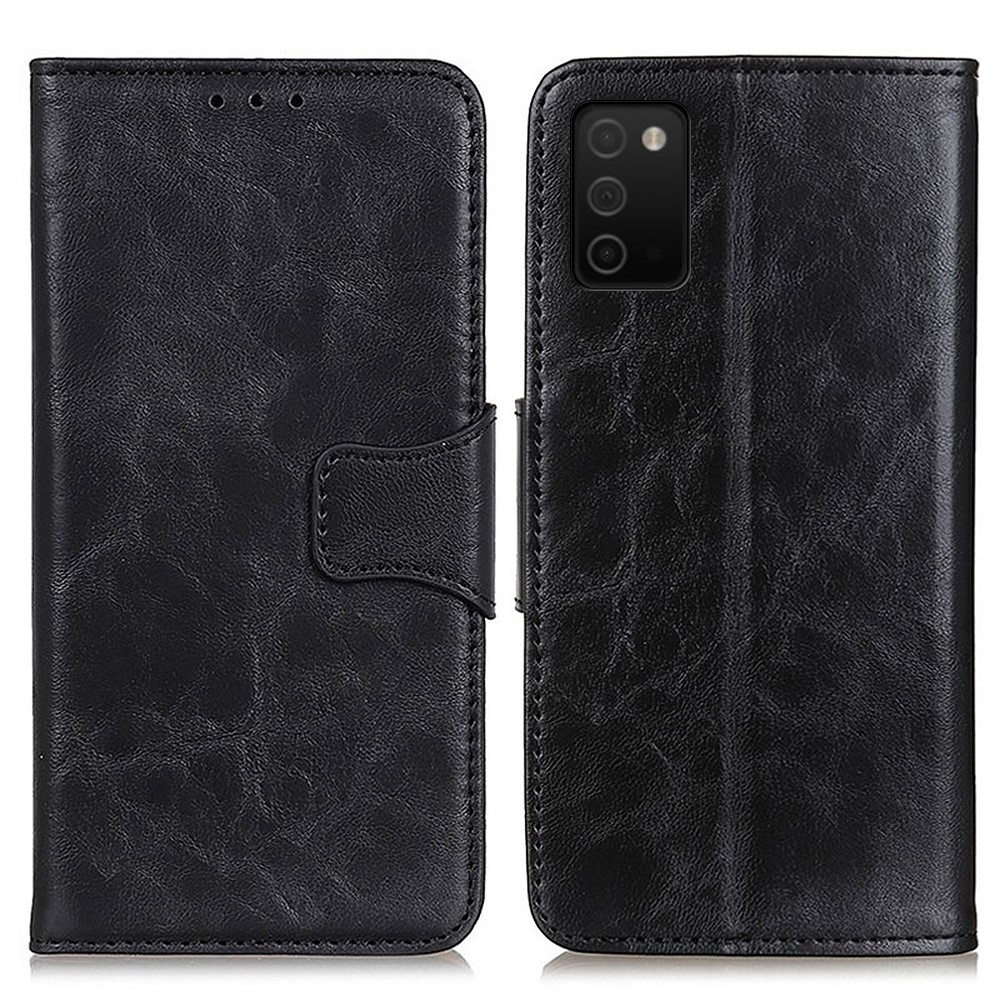 Crazy Horse Texture Wallet Stand Design Split Leather Protector Cover for Samsung Galaxy A03s - Black-1