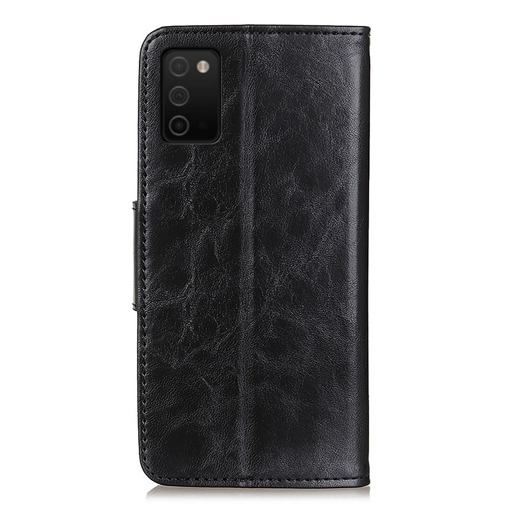 Crazy Horse Texture Wallet Stand Design Split Leather Protector Cover for Samsung Galaxy A03s - Black-3