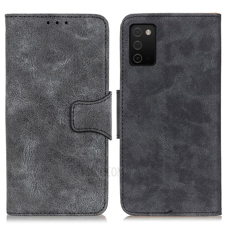 Retro Style Wallet Stand Design Split Leather Phone Case for Samsung Galaxy A03s - Grey-1