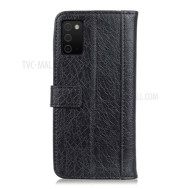 Rhino Texture Split Leather Stand Case with Wallet Design for Samsung Galaxy A03s - Black-3