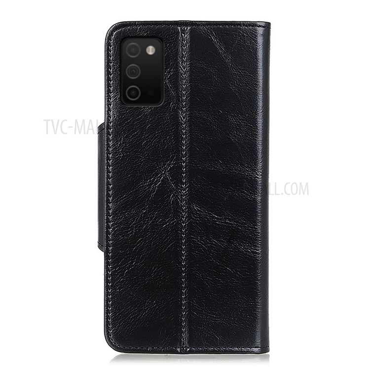 Magnetic Clasp Leather Protection Case Wallet Stand Cover for Samsung Galaxy A03s - Black-3