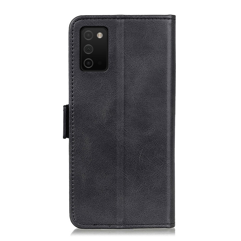 Magnetic Double Clasp Leather Protector Wallet Case for Samsung Galaxy A03s - Black-3