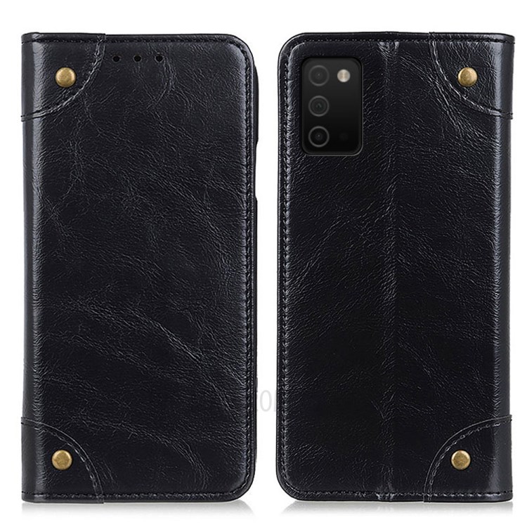 Auto-Absorbed Wallet Design TPU + PU Leather Phone Stand Case for Samsung Galaxy A03s - Black-1
