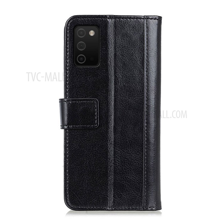 Rivet Decor Wallet Design Crazy Horse Texture Leather Stand Case for Samsung Galaxy A03s - Black-3