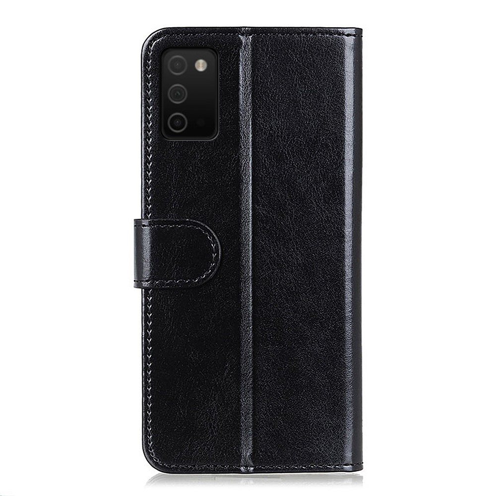 Crazy Horse Full Body Protective Wallet Leather Cover for Samsung Galaxy A03s with Foldable Stand - Black-3
