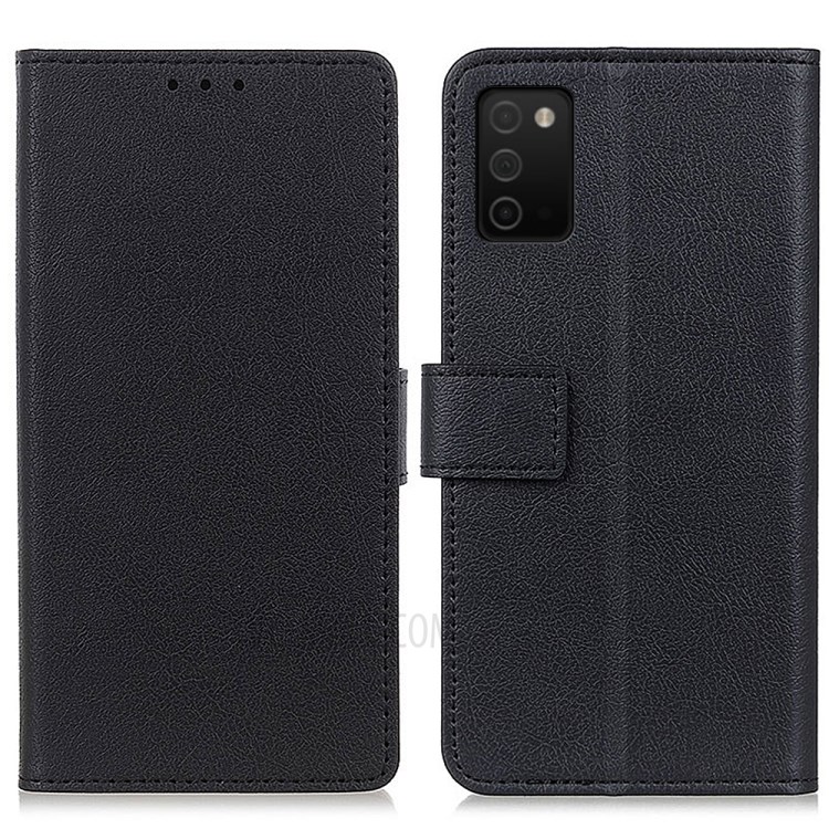 Wallet Leather Phone Folio Casing with Stand for Samsung Galaxy A03s - Black-1