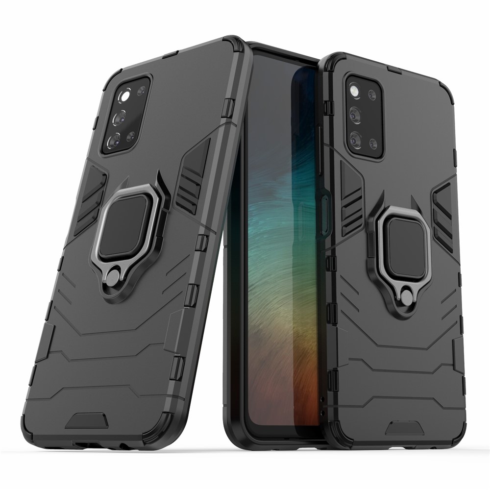 Cool Guard Ring Holder Kickstand PC TPU Hybrid Case Protective Shell for Samsung Galaxy F52 5G - Black-2