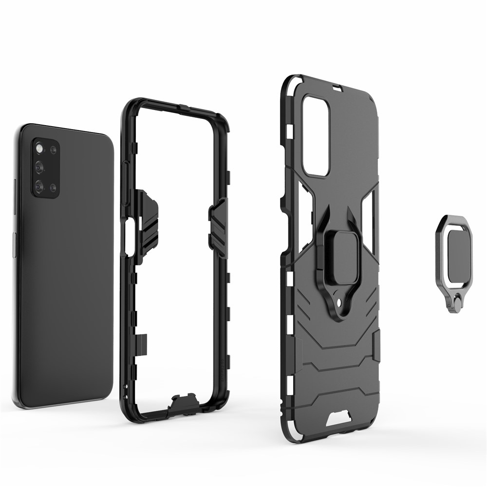 Cool Guard Ring Holder Kickstand PC TPU Hybrid Case Protective Shell for Samsung Galaxy F52 5G - Black-5