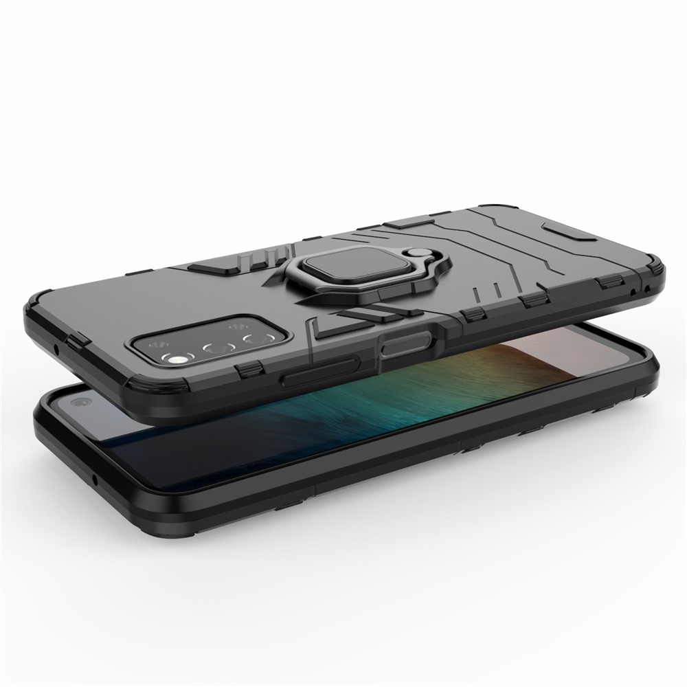Cool Guard Ring Holder Kickstand PC TPU Hybrid Case Protective Shell for Samsung Galaxy F52 5G - Black-6