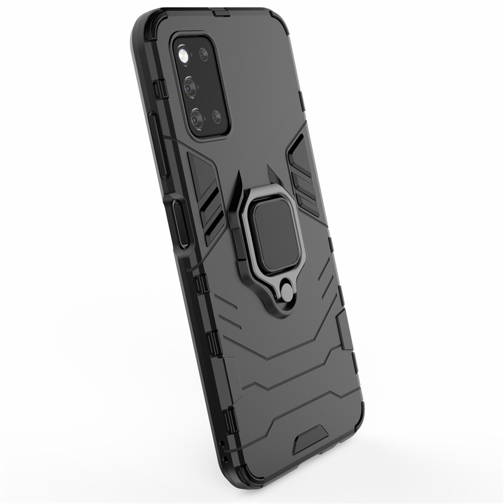 Cool Guard Ring Holder Kickstand PC TPU Hybrid Case Protective Shell for Samsung Galaxy F52 5G - Black-7