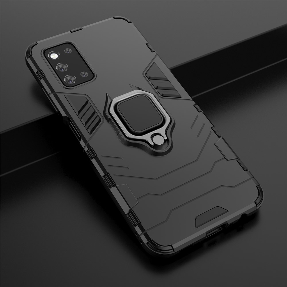 Cool Guard Ring Holder Kickstand PC TPU Hybrid Case Protective Shell for Samsung Galaxy F52 5G - Black-8