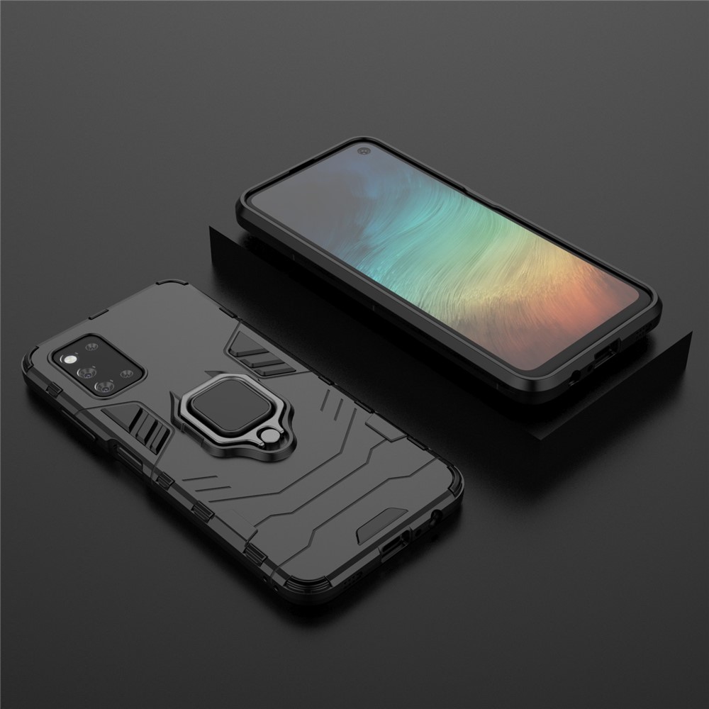 Cool Guard Ring Holder Kickstand PC TPU Hybrid Case Protective Shell for Samsung Galaxy F52 5G - Black-9