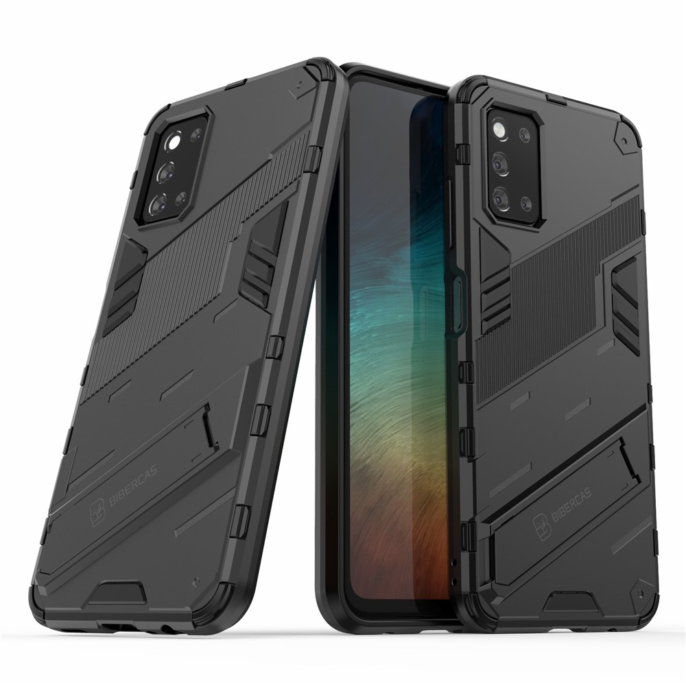 Kickstand Design Anti-Drop PC + TPU Hybrid Phone Case Cover for Samsung Galaxy F52 5G - Black-2