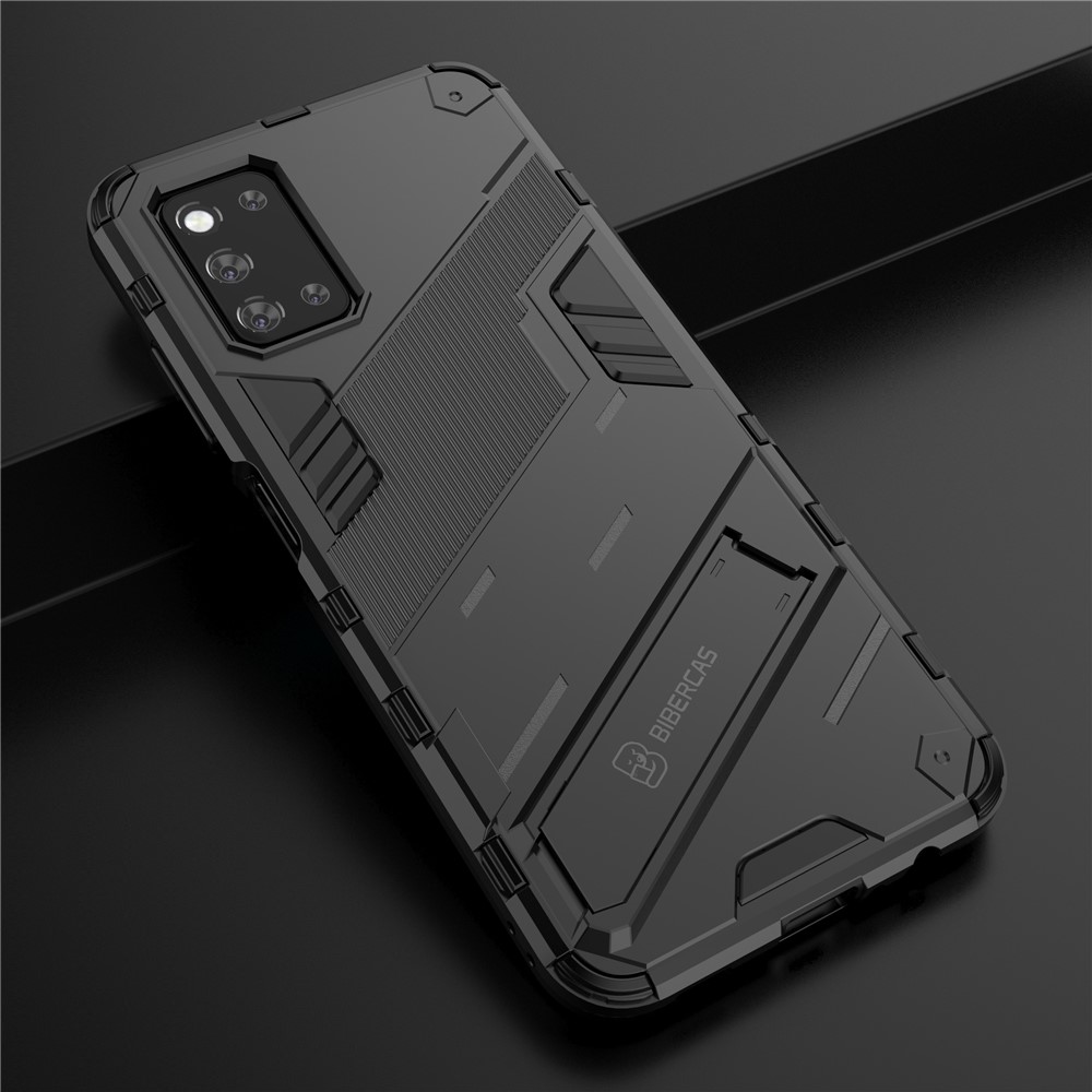 Kickstand Design Anti-Drop PC + TPU Hybrid Phone Case Cover for Samsung Galaxy F52 5G - Black-5