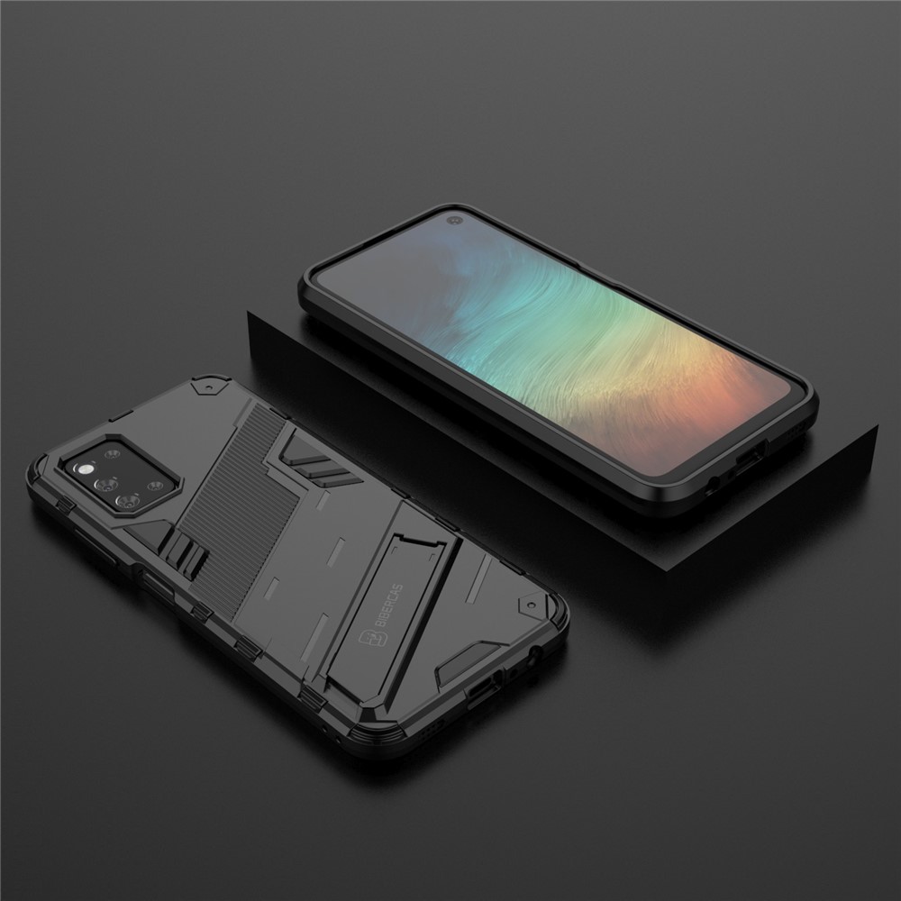 Kickstand Design Anti-Drop PC + TPU Hybrid Phone Case Cover for Samsung Galaxy F52 5G - Black-6