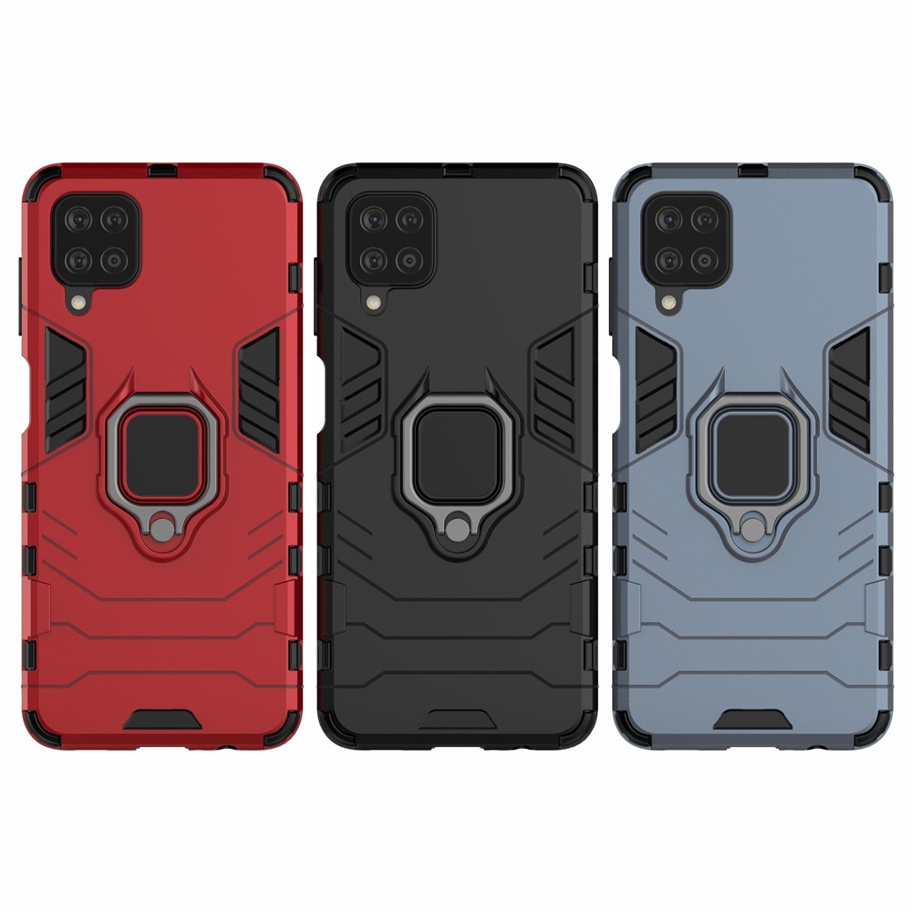 Cool Guard Ring Holder Kickstand PC TPU Hybrid Case Protective Shell for Samsung Galaxy M12 - Black-10