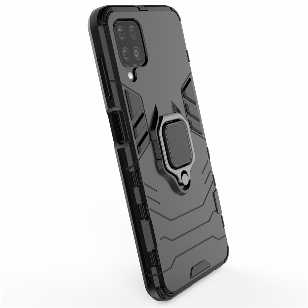 Cool Guard Ring Holder Kickstand PC TPU Hybrid Case Protective Shell for Samsung Galaxy M12 - Black-5