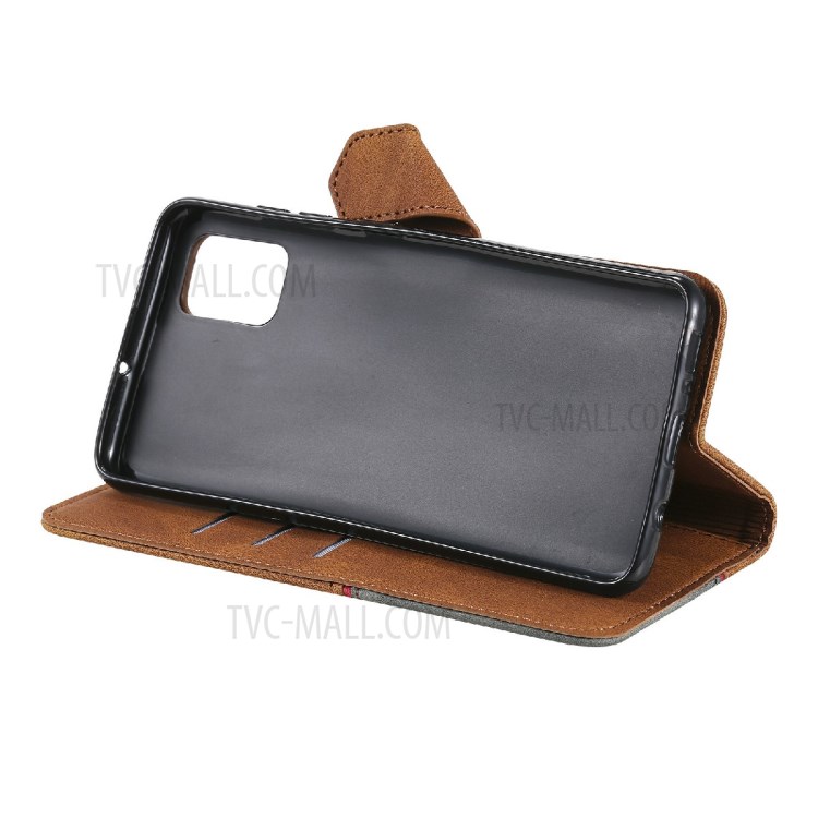 Wallet Stand Design Skin-touch Feeling Tri-Color Splicing PU Leather Phone Case Cover for Samsung Galaxy A71 4G SM-A715 - Brown-5