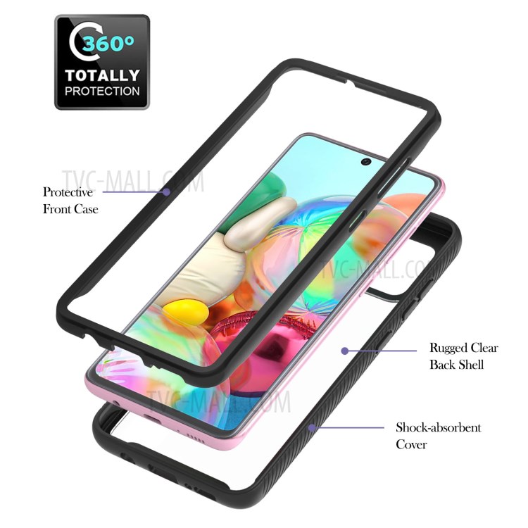 TPU + PC Hybrid Phone Case Ring Kickstand Design Protective Shell for Samsung Galaxy A71 4G SM-A715 - Black-2