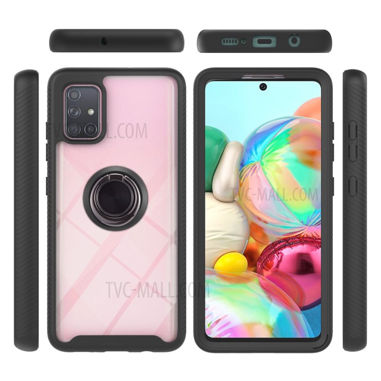 TPU + PC Hybrid Phone Case Ring Kickstand Design Protective Shell for Samsung Galaxy A71 4G SM-A715 - Black-3