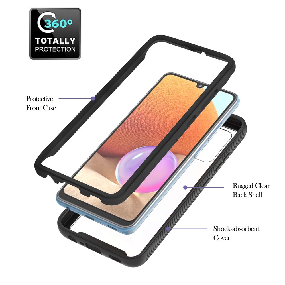 TPU + PC Full Coverage Hybrid Phone Cover Case with Kickstand for Samsung Galaxy A32 4G (EU Version) - Black-2